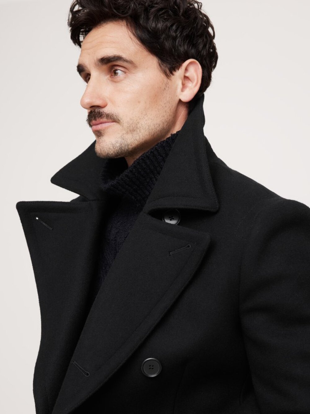 nwt BANANA REPUBLIC ITALIAN WOOL MELTON PEA COAT L LARGE